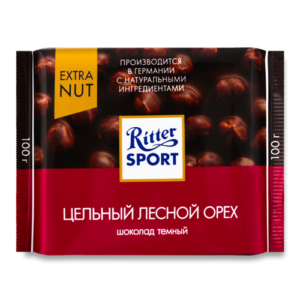 Шоколад “Ritter sport” цельный лесной орех, 100гр