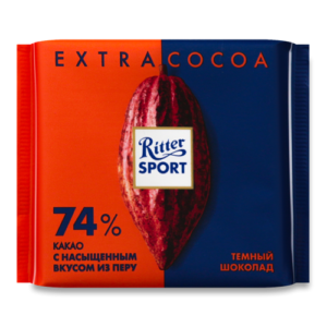 Шоколад “Ritter sport” темный шоколад, какао 74%, 100гр