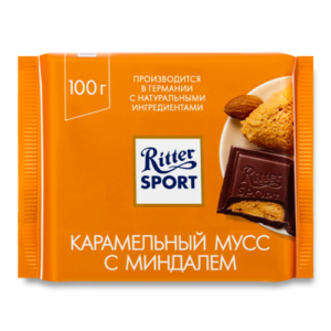 Шоколад “Ritter sport” карамельный мусс с миндалем, 100гр